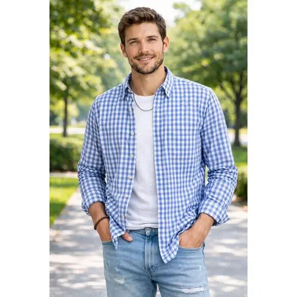 Brooks Brothers Regent Blue Gingham Button Down Men’s L, Bus/ Classic timeless - Picture 3 of 7